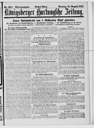Königsberger Hartungsche Zeitung vom 18.08.1919