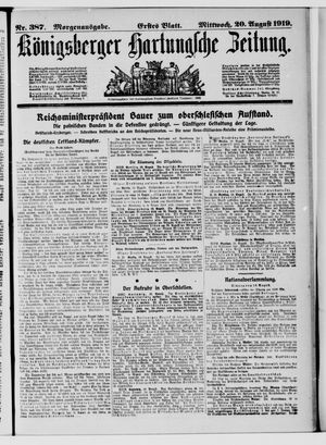 Königsberger Hartungsche Zeitung on Aug 20, 1919