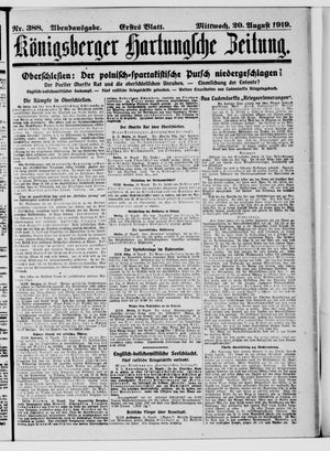 Königsberger Hartungsche Zeitung on Aug 20, 1919