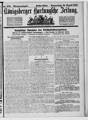 Königsberger Hartungsche Zeitung on Aug 21, 1919