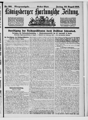 Königsberger Hartungsche Zeitung vom 22.08.1919