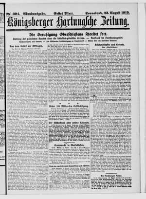 Königsberger Hartungsche Zeitung vom 23.08.1919