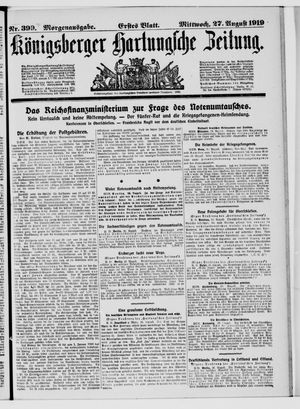 Königsberger Hartungsche Zeitung vom 27.08.1919