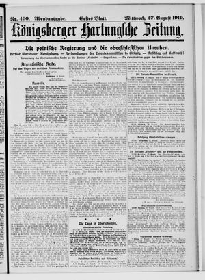 Königsberger Hartungsche Zeitung vom 27.08.1919