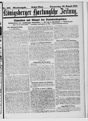 Königsberger Hartungsche Zeitung vom 28.08.1919