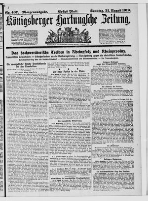 Königsberger Hartungsche Zeitung vom 31.08.1919