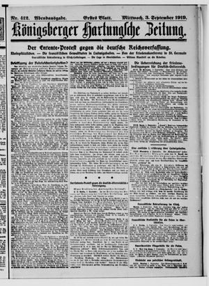 Königsberger Hartungsche Zeitung vom 03.09.1919