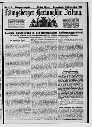 Königsberger Hartungsche Zeitung vom 06.09.1919