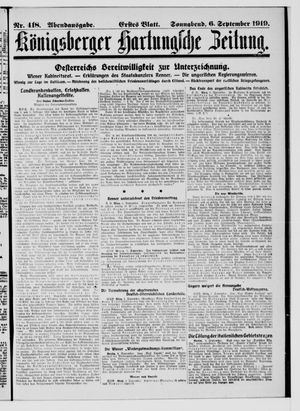 Königsberger Hartungsche Zeitung vom 06.09.1919