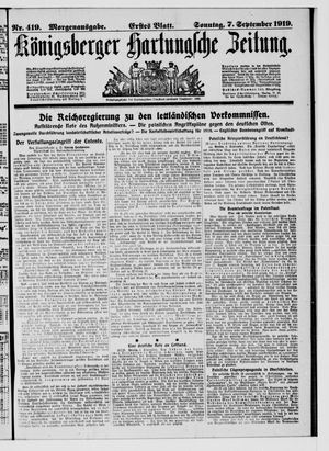 Königsberger Hartungsche Zeitung vom 07.09.1919
