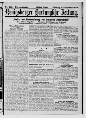 Königsberger Hartungsche Zeitung vom 08.09.1919