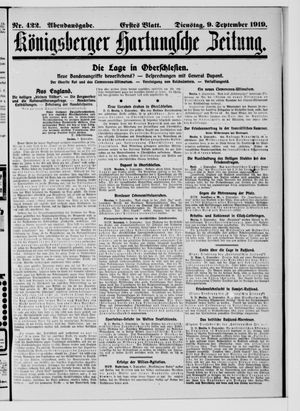 Königsberger Hartungsche Zeitung vom 09.09.1919