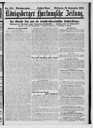 Königsberger Hartungsche Zeitung vom 10.09.1919