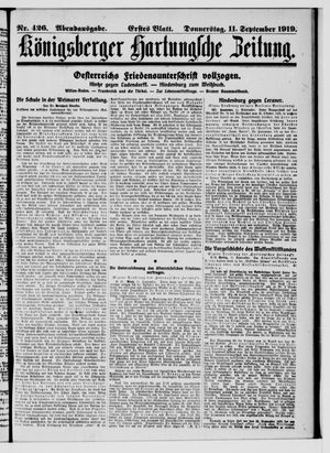 Königsberger Hartungsche Zeitung vom 11.09.1919