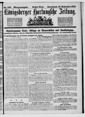 Königsberger Hartungsche Zeitung vom 13.09.1919