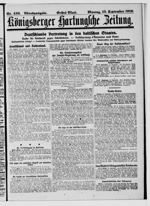 Königsberger Hartungsche Zeitung on Sep 15, 1919