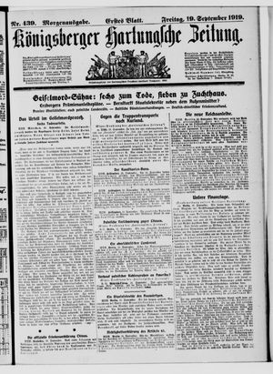 Königsberger Hartungsche Zeitung vom 19.09.1919