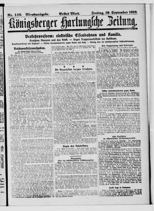 Königsberger Hartungsche Zeitung vom 19.09.1919