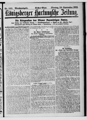 Königsberger Hartungsche Zeitung vom 22.09.1919