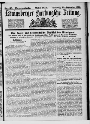 Königsberger Hartungsche Zeitung vom 23.09.1919