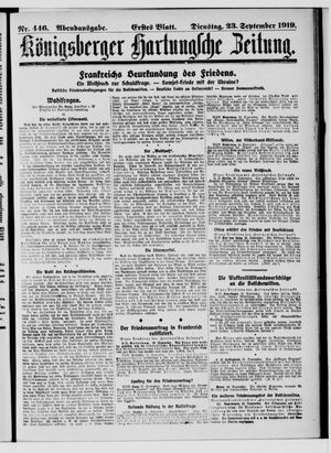 Königsberger Hartungsche Zeitung vom 23.09.1919