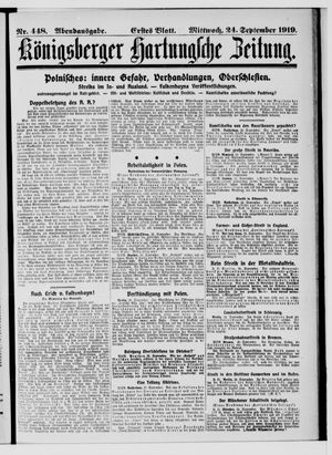 Königsberger Hartungsche Zeitung vom 24.09.1919