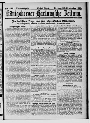 Königsberger Hartungsche Zeitung vom 26.09.1919