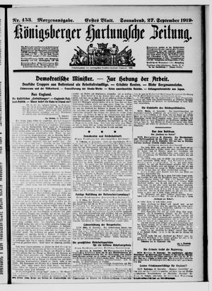 Königsberger Hartungsche Zeitung vom 27.09.1919