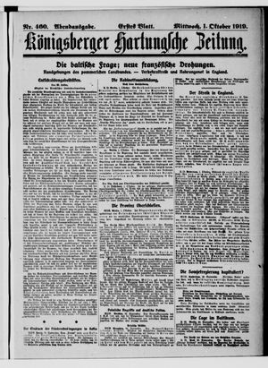 Königsberger Hartungsche Zeitung vom 01.10.1919