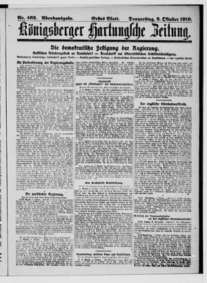 Königsberger Hartungsche Zeitung vom 02.10.1919