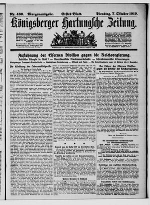Königsberger Hartungsche Zeitung vom 07.10.1919
