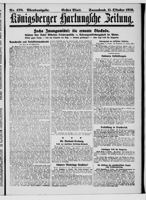 Königsberger Hartungsche Zeitung vom 11.10.1919