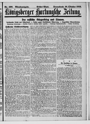 Königsberger Hartungsche Zeitung on Oct 18, 1919