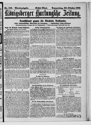Königsberger Hartungsche Zeitung vom 30.10.1919