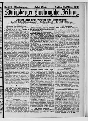 Königsberger Hartungsche Zeitung vom 31.10.1919