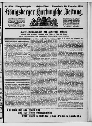 Königsberger Hartungsche Zeitung vom 29.11.1919