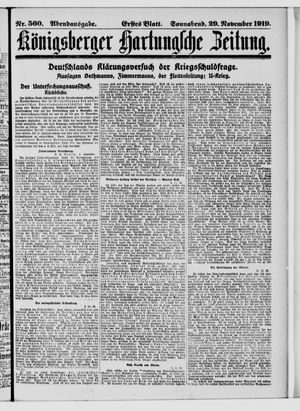 Königsberger Hartungsche Zeitung vom 29.11.1919