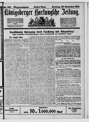 Königsberger Hartungsche Zeitung vom 30.11.1919