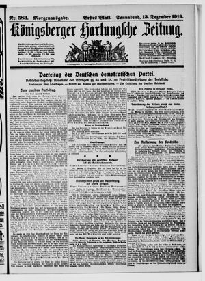 Königsberger Hartungsche Zeitung vom 13.12.1919