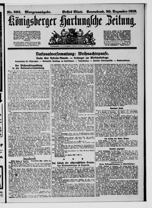 Königsberger Hartungsche Zeitung vom 20.12.1919