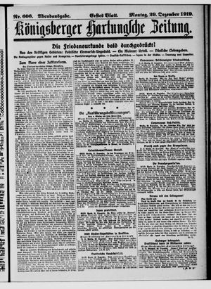 Königsberger Hartungsche Zeitung vom 29.12.1919