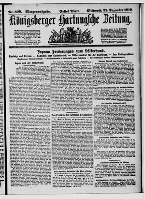 Königsberger Hartungsche Zeitung vom 31.12.1919