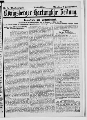Königsberger Hartungsche Zeitung vom 06.01.1920