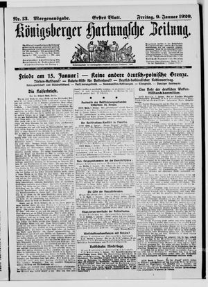 Königsberger Hartungsche Zeitung vom 09.01.1920