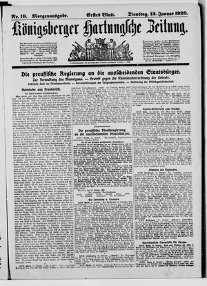 Königsberger Hartungsche Zeitung on Jan 13, 1920