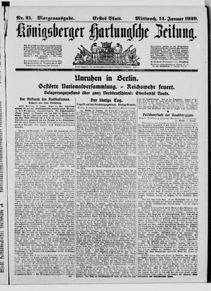 Königsberger Hartungsche Zeitung on Jan 14, 1920