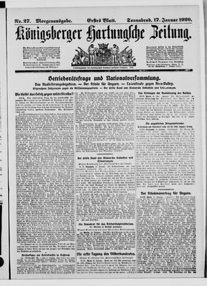 Königsberger Hartungsche Zeitung vom 17.01.1920