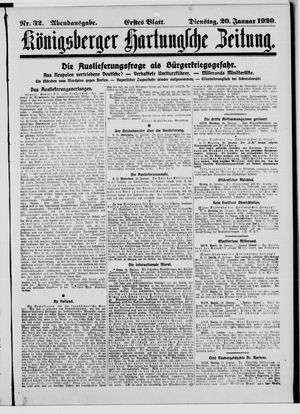 Königsberger Hartungsche Zeitung vom 20.01.1920