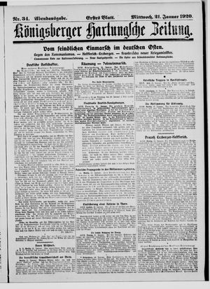 Königsberger Hartungsche Zeitung on Jan 21, 1920