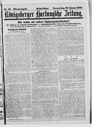 Königsberger Hartungsche Zeitung on Jan 29, 1920